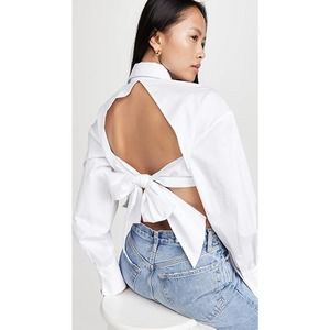 Ser.O.Ya White Long Sleeves Open Tie Back Mel Top Size XS